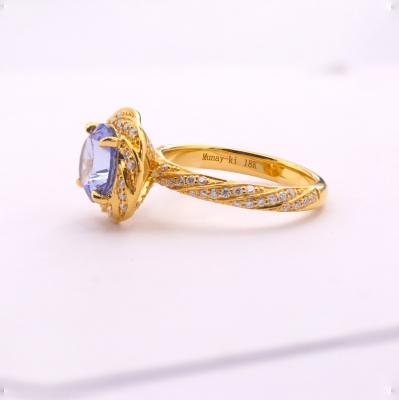 China Custom Wedding Redleaf Jewelry 9K 10K 14K 18k Ring With Moissanite Sapphire Lab Grown Key Stone Gold Ring for sale