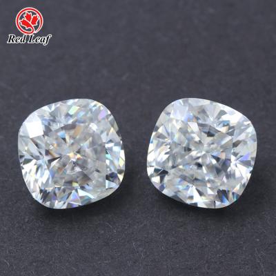 China Fire Redleaf moissanite carat wholesale price synthetic diamond color play or stone DEF VVS loose glazed cushion moissanite for sale