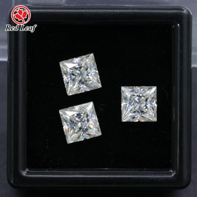 China Fire Redleaf moissanite color play or square stone D-VVS1 GRA certified white princess cut moissanite for sale