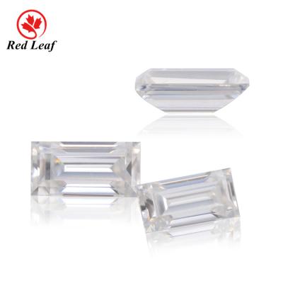 China Redleaf fire loose diamonds price GRA D-VVS1 hot sale rectangle moissanite color or white moissanite for sale