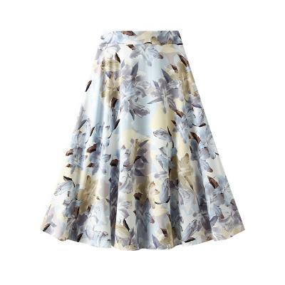 China 2022 Summer Breathable Autumn High Waist Retro Flower Print Skirts Love&roses Skirt Elegant Ladies Casual Girls Long Skirts For Women for sale