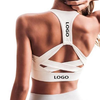 China High Quality Custom Fitness Sports Logo Printed Yoga Bra Top Women's Breathable Criss-Cross Active Bras Women Sports Wear Women Sports Bras for sale