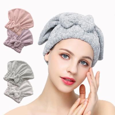 China Natürliche Bambus-Microfiber-Haar-Trockner-Turban-Tuch-Duschkappe zu verkaufen