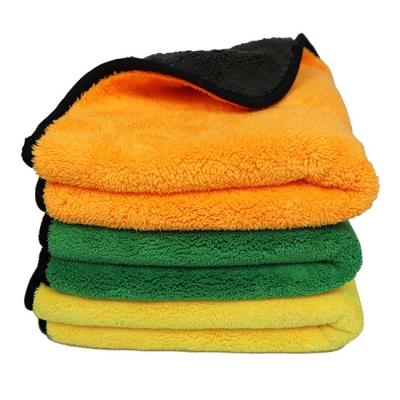 China Paño echado a un lado doble absorbente estupendo Coral Fleece Reusable Cleaning Rags 16x16 de la microfibra en venta