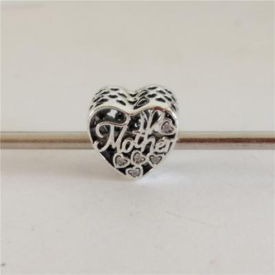 China Factory Wholesale 925 Sterling Silver High Quality Heart Beads Mother's Day Gift for sale