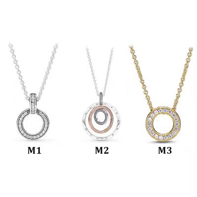 China Hiphop S925 Necklace Two Color Multi-Ring Necklace Silver Pendant Logo Embedded Clavicle Chain New for sale