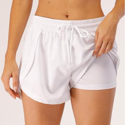 China Anti-wrinkle Yuchi Double Layer Woman's Running Shorts 2 In 1 Women's Fitness Abbreviations for sale