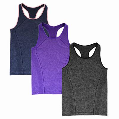 China YUCHI Breathable Seamless Compression Fit Racerback Gym Fitness Workout Slim Tank Top For Women for sale