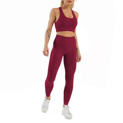 China YUCHI Women's Breathable Pattern Sublimated Gym Sporty Squat Proof Fitness Seamless Performance Yoga Set for sale