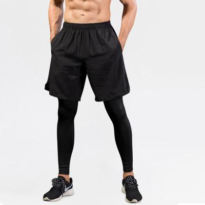 China Breathable 2 In 1 Mens Fitness Shorts With Quick Dry Running Legging Shorts With Pocket for sale