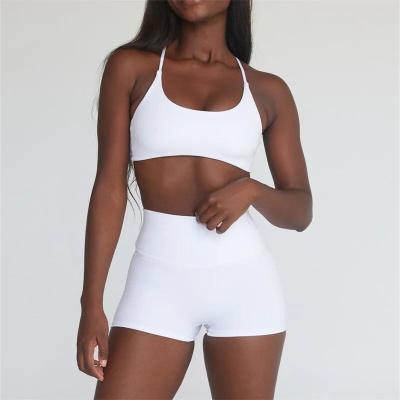 China Anti Wrinkle Sports Wear Clothing Summer Yoga Biker Women Shorts Sets for sale