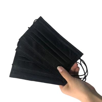 China Adult Black Face Mask In Stock Non Woven Disposable Face Mask 3 Ply for sale