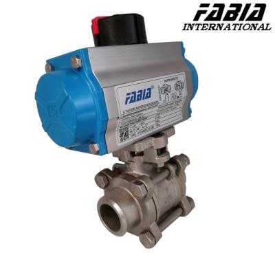 China Pneumatic 3 Piece Butt Welding Ball Valve With Thrust Bearing for sale