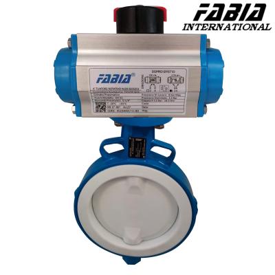 China Pn 16 Pneumatic Rubber Lined Butterfly Valve  PTFE-Lined Butterfly Valve Corrosion Resistance for Chemical Processing for sale