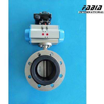 China Centerline Pneumatic  Stainless Steel Flanged Butterfly Valve For Oil And Gas Industry for sale