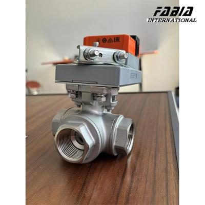 China Stainless Steel Electric High Temperature Srew Thread Three Way Ball Valve For Petroleum And Power Industry for sale