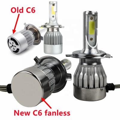 China Super Bright Fanless Design C6 Fanless Led Headlight Automotive Led Kits Auto Car Light h3 h4 h7 h8 h9 h11 9005 C6 Headlight Bulb 6000k New for sale