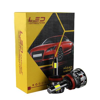 China Car Accessary Four Sides LED E4 H11 COB LED Chip 72W 6000K LED Aluminum Chip Headlight Bulbs for sale