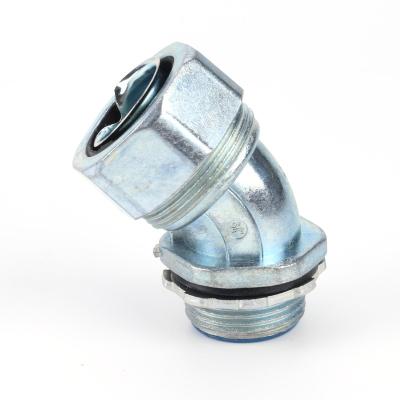 China Metal Flexible Conduit Adapter Connector Waterproof Metal Elbow 90 Degree Flexible Conduit Connector for sale