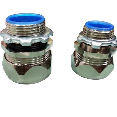 China Flexible Connector OD 20mm Cable Gland Conduit Zinc Alloy Stainless Nickel Plated Brass Connector for sale