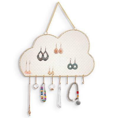 China Creative Fashion Metal Jewelry Rack Cloud Shape Jewelry Display Earring Holder Necklace Hook Display Rack for sale