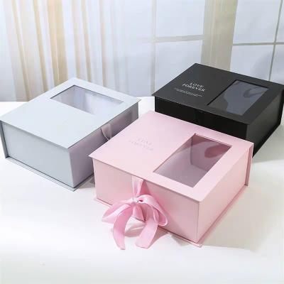 China Elelgent window gift soap flower love ajar letter box can see hand gift box creative 520 gift box for sale