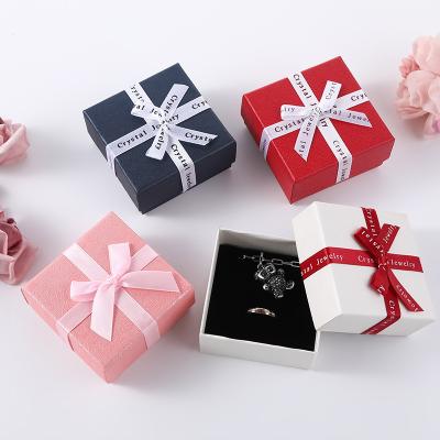 China Elelgent English Alphabet Bow Ribbon Sky and Earth Cover Gift Box Hand Jewelry Necklace Earring Ring Jewelry Box Birthday Gift Box for sale