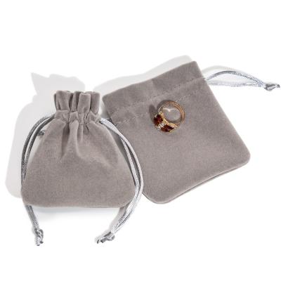 China Jewelry Bag Gray Pouch Free Sample Custom Logo Made Small Multifunction Jewelry Drawstring Bag Wholesale Elelgent Small for sale