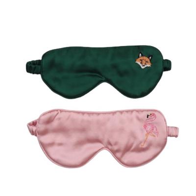 China Anti-Wrinkle 16mm Embroidery Mulberry Satin Soft Silk Eye Sleep Mask Gift Set Real Silk for sale