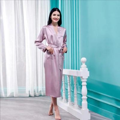 China 100% Grade 6A Real Long Robe Classic Full Silk Breathable Silk Satin Charmeuse Long Robe for sale