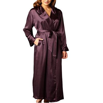 China Breathable Women's Solid Mulberry Silk Colorful Robe , Long Dressing Gown for sale