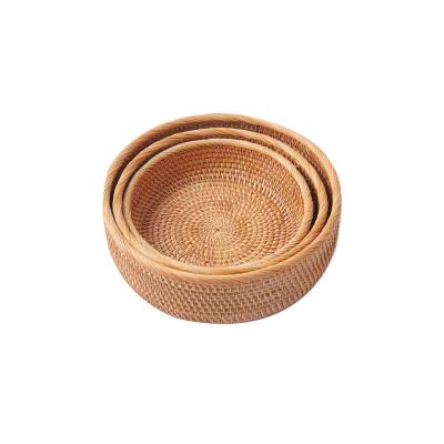 China Hot Sale Vietnam Rattan Basket Stored Hand - Woven Kitchen Fruit Bread Storage Rattan Basket Set for sale