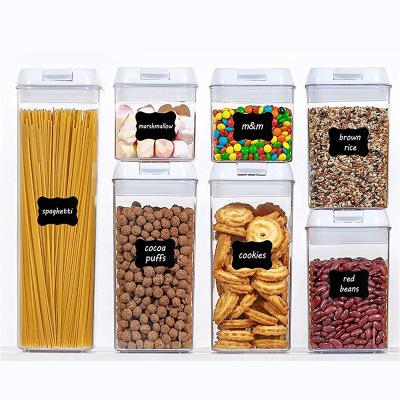 China TOP Sell Kitchen 7pcs Tea Storage Square Coffee Bean Sustainable Bean Plastic Amazon Jar With Lid for sale