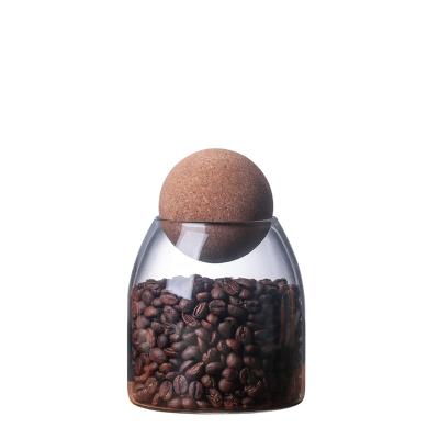 China Amazon New Viable Style 500ml 800ml 1200ml 1600ml Kitchen Tea Coffee Sealed Pot Cork Lid Glass Sealed Jar for sale