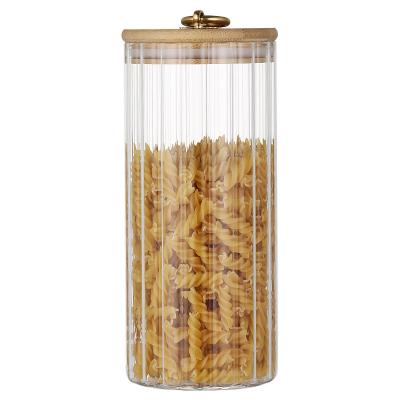 China Sustainable Hot Sale Kitchen Spice Dried Fruit Bean Storage Sealed Jar Home Glass Coffee Bean Snacks Candy Storage Sealed Jar With Wooden Lid for sale