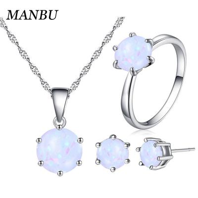 China Trendy Gold Jewelry Sets Women With Opal Jewelry 925 Sterling Silver Women Jewelry Set 12628 for sale