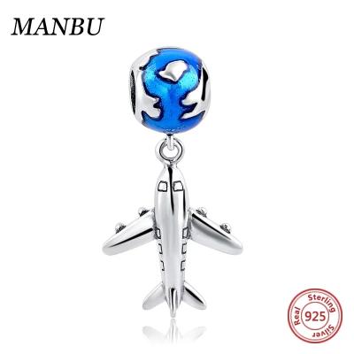 China Trendy Airplane Globe Charms Fits For Pandoras Charms Bracelet 925 03410 Sterling Silver for sale