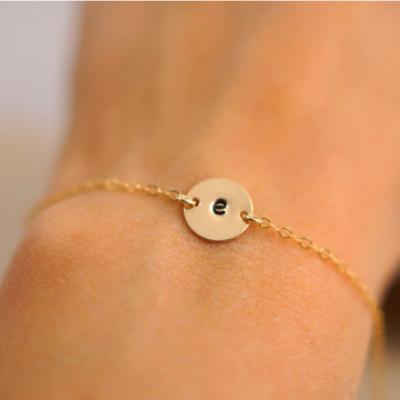 China Fashion Hot Selling Gold Plated Simple Personalized Mother's Initial Bracelet In Sterling Silver for sale