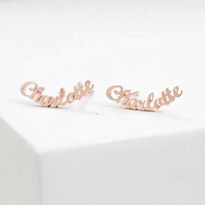 China 2019 Sterling Silver Personalized Custom Name Silver Letter Stud Earrings For Women for sale