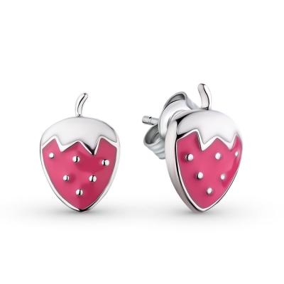 China TRENDY Kids Earring 925 Silver Jewelry Enamel Strawberry Stud Earrings For Girls for sale