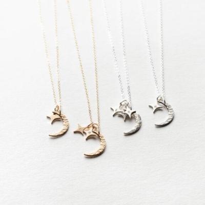 China TRENDY Personalized Jewelry Moon and Star Celestial Necklace with Charm Initial Stars for Moms for sale