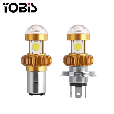 China Motorcycle Headlight Bulbs High Brightness Motorcycle Headlight H4 BA20D Gold Aluminum Led Bulb For Car Fog Lamp Motorbike for sale