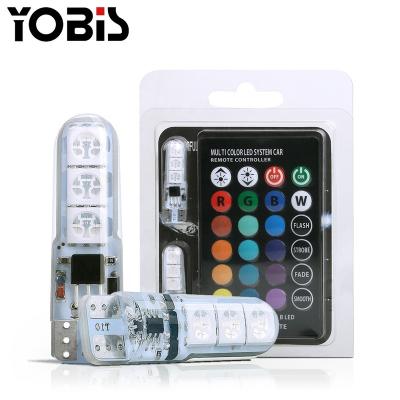 China RGB reading remote control car strobe light bulb T10 5050 6SMD T10 led RGB LED bulb lamp auto car led interior led t10 for sale