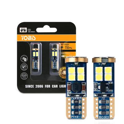 China Yobis T10 12SMD 3030 bulb 2825 501 interior light hot selling Yobis T10 canbus car LED wedge light plate license 194 for sale