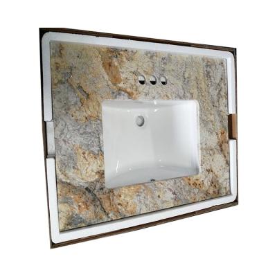 China Contemporary Modern Calacatta Quartz Hotel Bathroom Vanity Basin Over Top Ceramic Bathroom Sink Vanity Top for sale