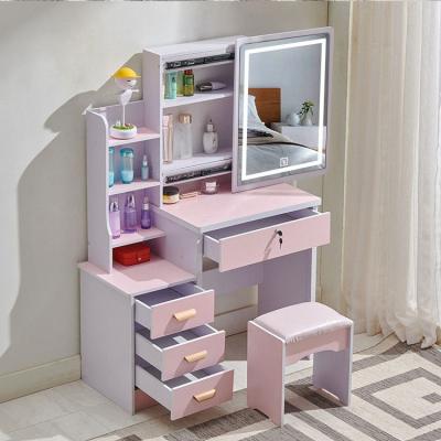 China 80*35.5*130Cm Foldable Foldable Indoor Bedroom Dresser Wooden Dresser Bedroom Furniture With Mirror for sale