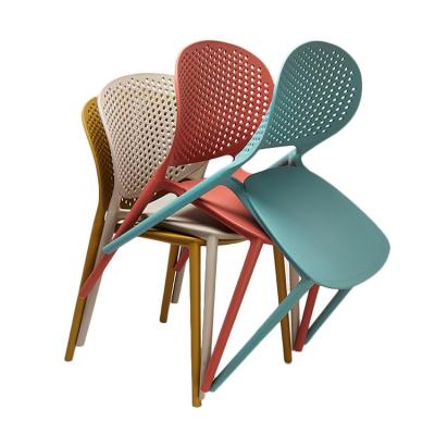 China Colorful Breathable Back Breathable Comfortable Plastic Restaurant Chairs Dining PP Dining Chair for sale