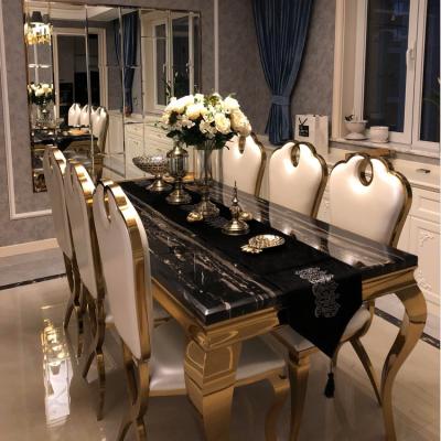 China Modern Made in China Metal Stainless Steel Dining Table Luxury Rectangular Dining Table for sale