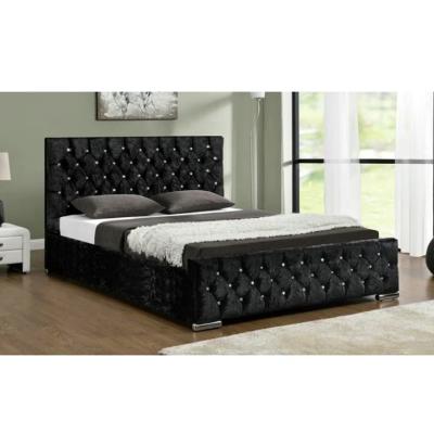 China Diamond Upholstered Double Storage Elegent Modern Wooden Platform Storage Royal Velvet Bed for sale