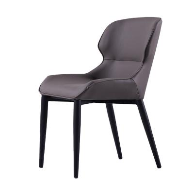 China Other Single Frame Metallic Gray Dining Chairs Modern Luxury Flat Dining Chair Leather for sale